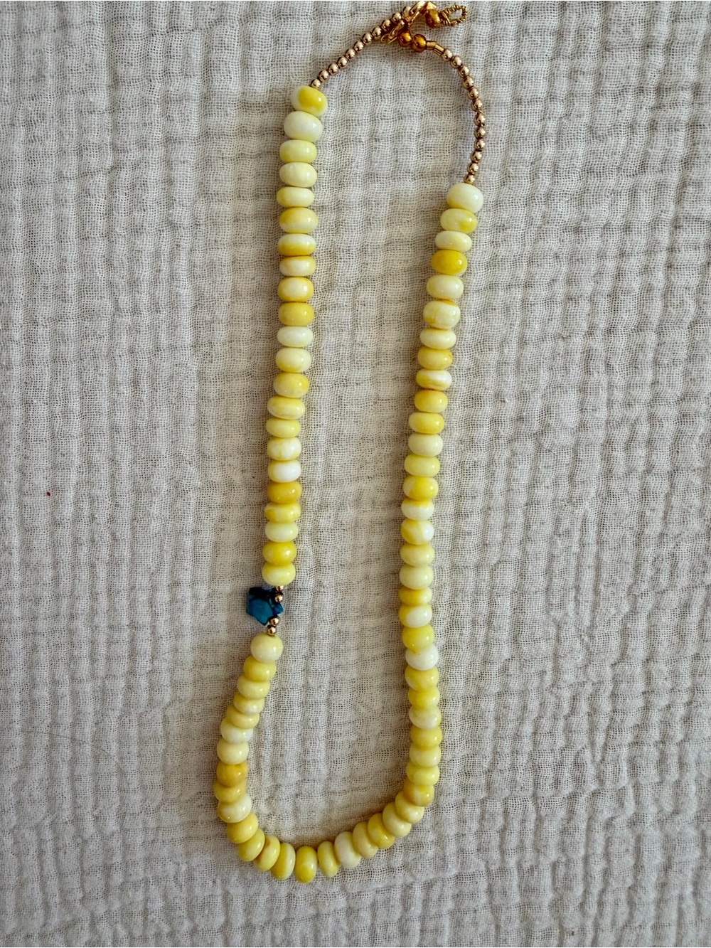Jolie Two-Tone Yellow Opal Beaded Necklace with Gold and Turquoise Star Accent